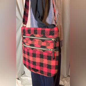Vera Bradley Buffalo Plaid Crossbody Bag Red Black Quilted Adjustable Strap